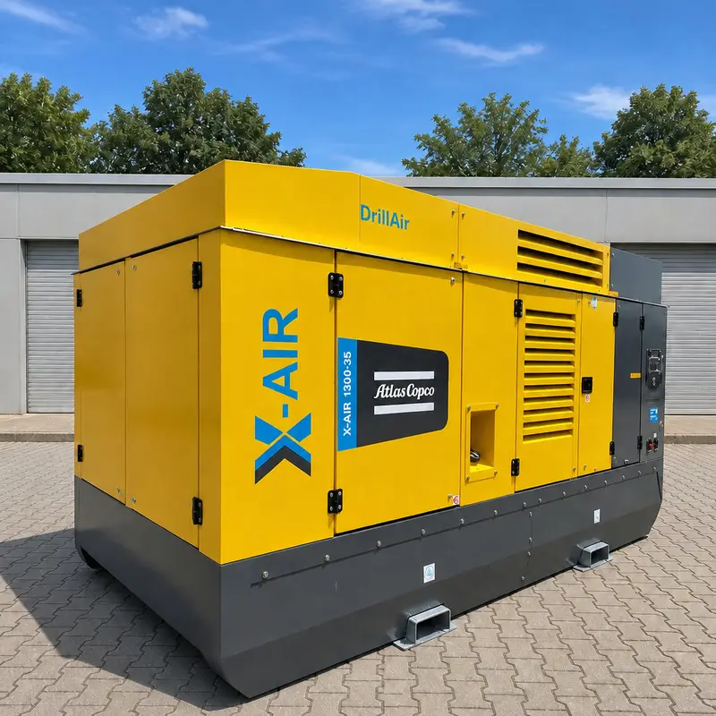 Atlas Copco X-Air 1300 35 Duża mobilna sprężarka wysokoprężna 412 kW 35 Bar Wiercenie Oryginalna