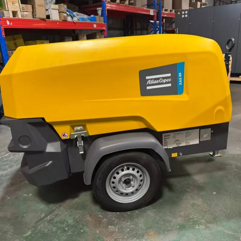 Przenośna sprężarka powietrza z silnikiem wysokoprężnym Atlas Copco XAS 88 KD, oryginalna dla górnictwa
